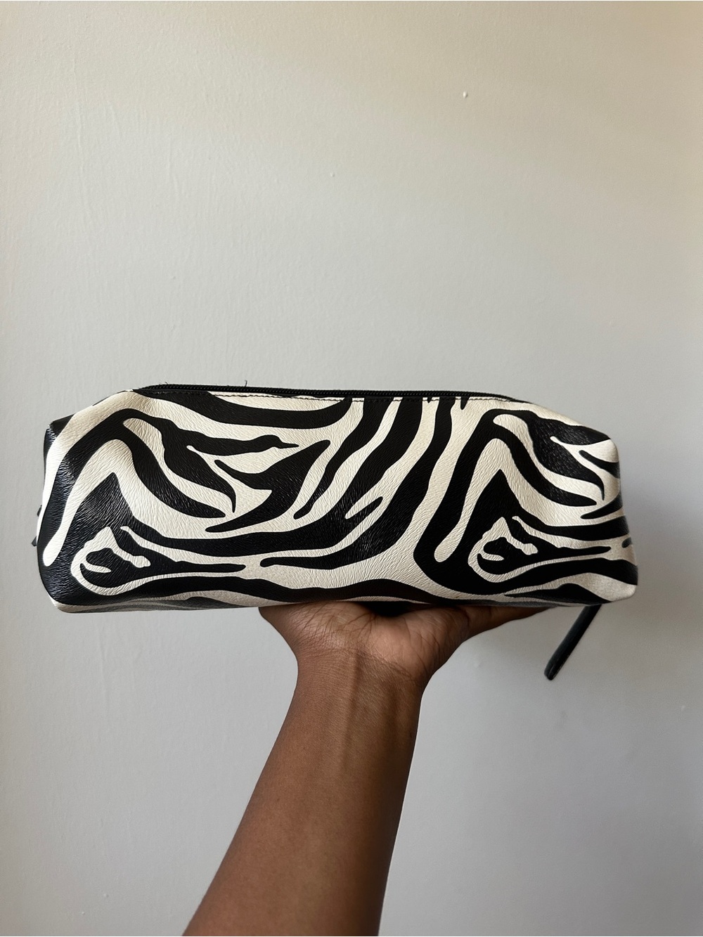 Zebra Print Cosmetic Pouch - Black & White